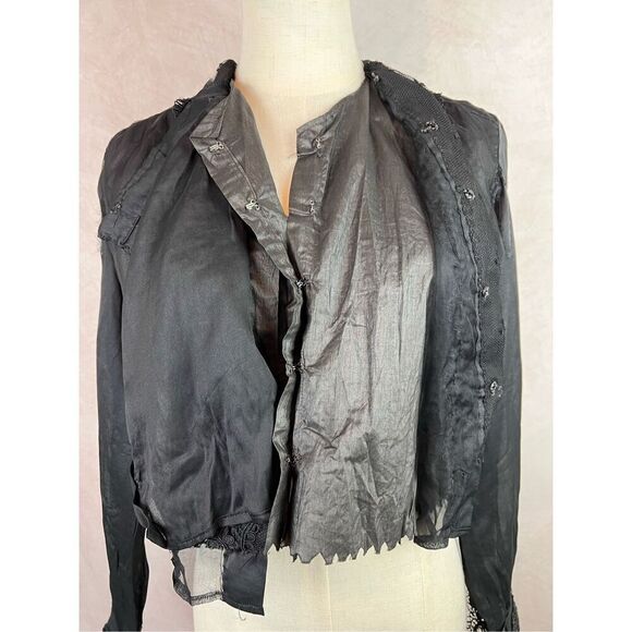 Antique 1900s Vintage Edwardian Style WW1 Era Black Lace Blouse - Picture 7 of 16